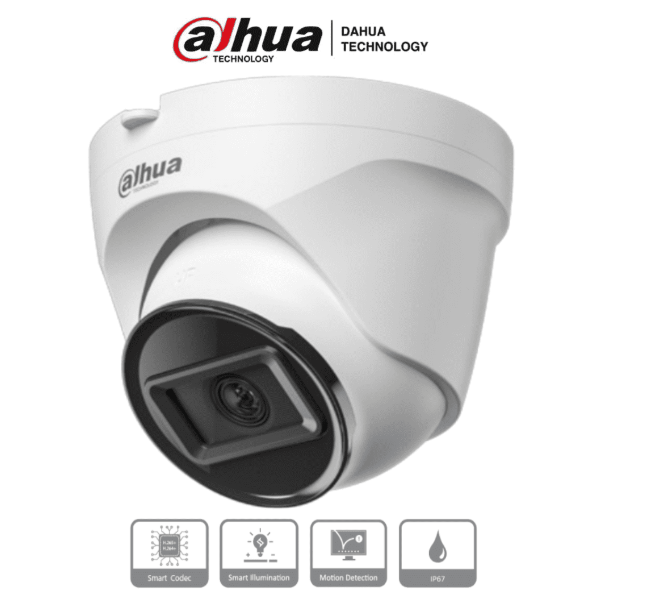 DAHUA CAMARA DOMO IP 2MP 2.8MM 99° IR30M IP67 POE DH-IPC-T1E20