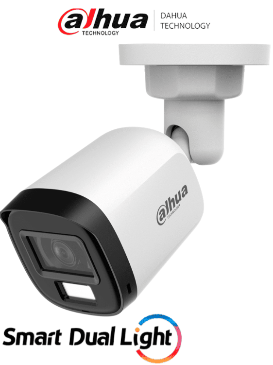 DAHUA CAMARA BALA 2MP LENTE 2.8MM 100° DE APERTURA SMART DUAL LIGHT IR30MTS LED MICROFONO DH-HAC-B1A21N-U-IL-A