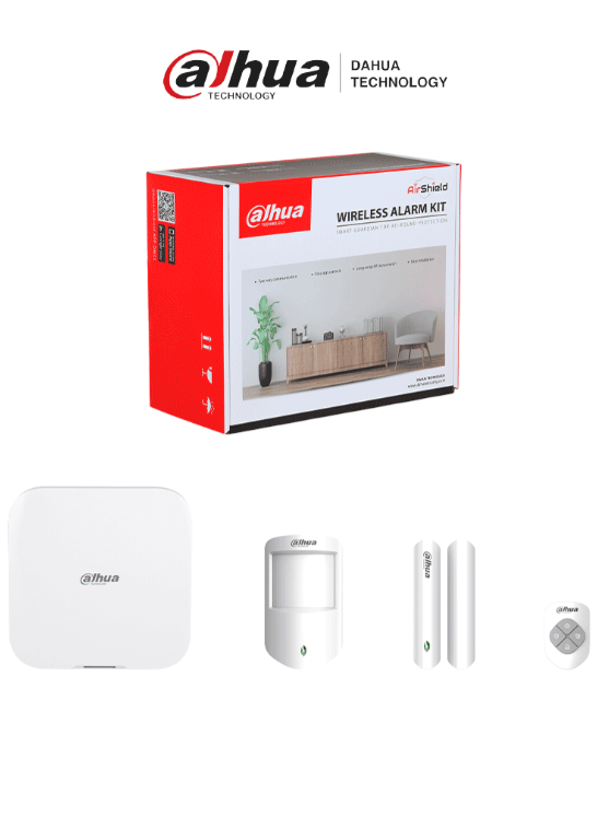DAHUA ALARMA KIT INALAMBRICO HUB2 WIFI Y ETHERNET 1 PANEL 1 SENSOR DE MOVIMIENTO 1 CONTACTO MGNETICO 1 CONTROL REMOTO