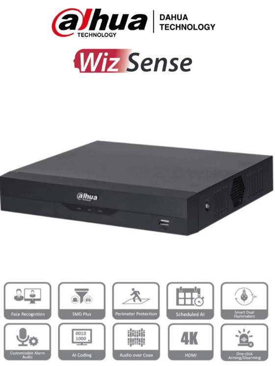 DAHUA DVR 4 CANALES 4K UN CANAL RECONOCIMIENTO FACIAL DH-XVR5104HS-4KL-I3