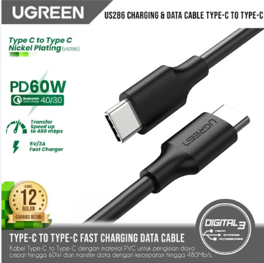 UGREEN CABLE DE CARGA TIPO C A TIPO C 1 METRO 60W