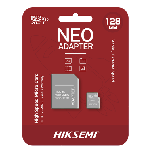 HIKSEMI  MICRO SD CON ADAPTADOR GRABA 24/7 HS-TF-C1/128G/NEO/A