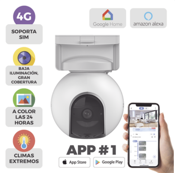 EZVIZ CAMARA 2K BATERIA RECARGABLE COMPATIBLE CON PANEL SOLAR CS-EB8-4G