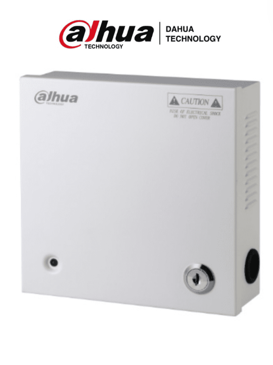 DAHUA FUENTE DE PODER DE 12 VCD 5 AMPERES PARA 9 CAMARAS FUSIBLES INTERCAMBIABLES PROTECCION CONTRA SOBRECARGAS COLOR BLANCO DH-PFM341-9CH