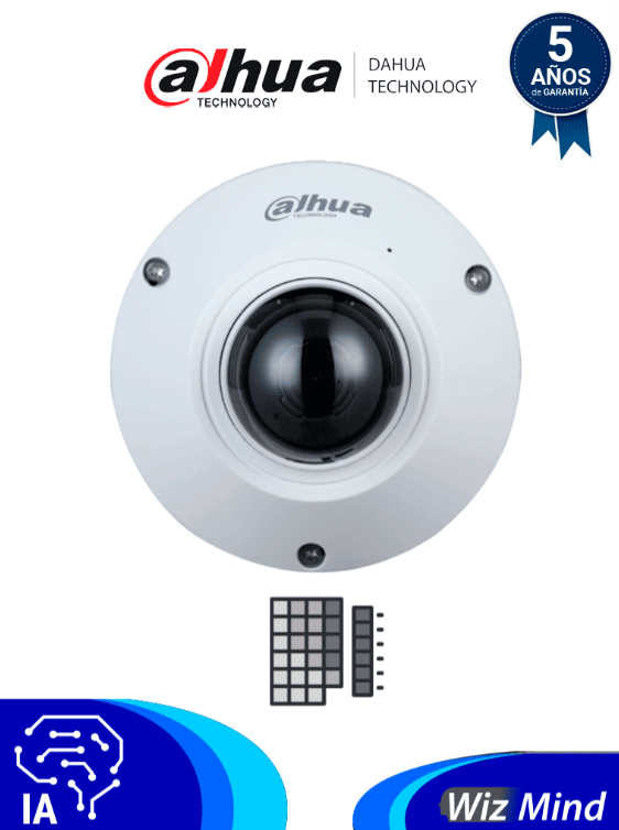 DAHUA CAMARA IP FISHEYE DE 5 MEGAPIXELES WIZMIND 360 GRADOS H.265 MICROFONO INTEGRADO + 1 CANAL DE E&amp;S E&amp;S DE ALARMA MAPA DE CALOR/ CONTEO DE PERSONAS IP67 IK10 WDR REAL POE DH-IPC-EB5541N-AS
