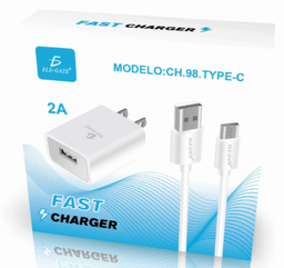 [CH.98.TYPE-C] ELEGATE CARGADOR USB A TIPO C CON CABLE 5V 2A CH98