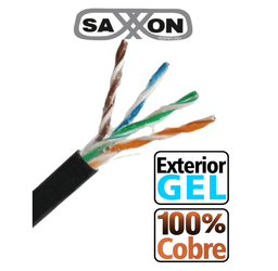 [OUTPCAT5EGCOPEXT] SAXXON BOBINA DE CABLE UTP CAT5E 100% COBRE CON GEL 305 METROS USO EXTERIOR COLOR NEGRO IDEAL PARA CABLEADO DE REDES Y VIDEO